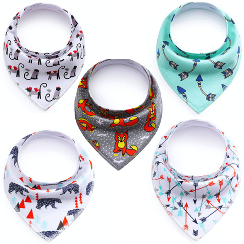 SET 4 Girls 5 Baby Bibs Bandana Handkerchief for Infant Drooling Teething Super Absorbent Bibs Age 0-24M